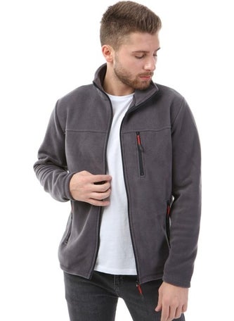 Honest Bato Collar Full Zipper Jacket Gray  - Image 2