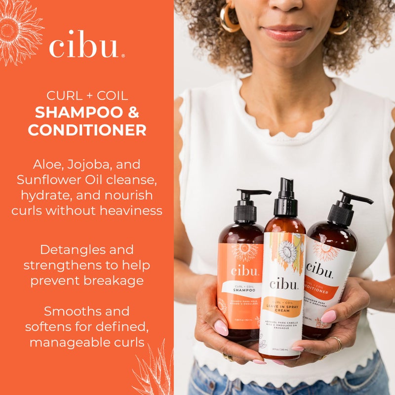 CIBU Curl + Coil Shampoo Cleanses, Hydrates, Revitalizes, Detangles & Preserves Natural Curl + Coil for Frizz-Free Smooth Manageable Hair (Shampoo, 350ml) - Image 4
