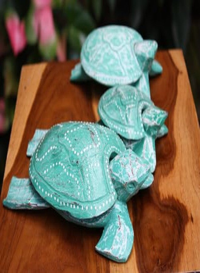Tikimaster Set of 3 Turtles Ashtray/Keepsake Boxes Turquoise | #wib3708