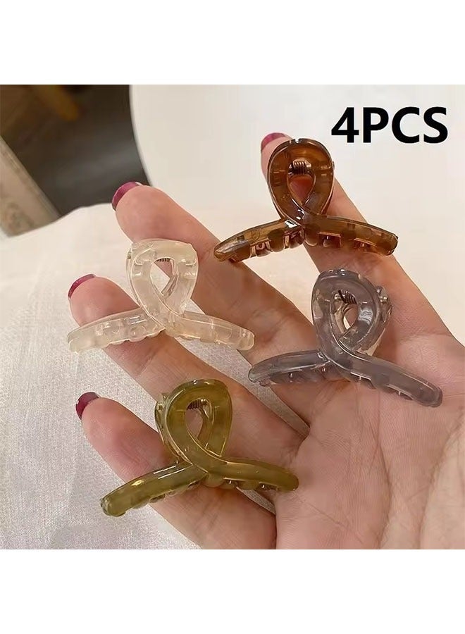 مجموعة 4 قطع من مشابك شعر صغيرة، تصميم كلاسيكي غير لامع بألوان جيلاتين شفافة، مشابك جانبية للبنات والنساء، إكسسوارات شعر لطيفة للاستخدام اليومي - Image 1