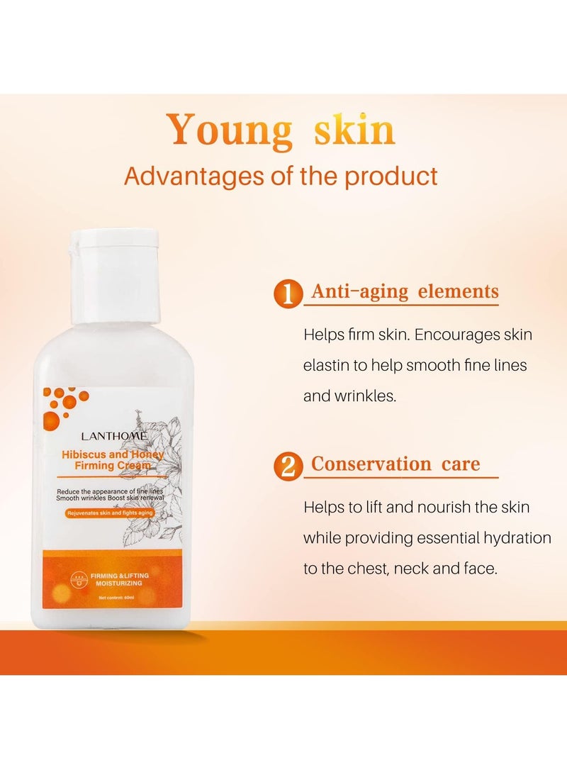 Lanthome 60ml Hibiscus and Honey Firming Cream Neck Firming Cream Skin Tightening Cream Skin Firming Lotion with Collagen and Hyaluronic Acid Reduces the Look of Neck Lines Tightens Firming and Smooths  - Image 3