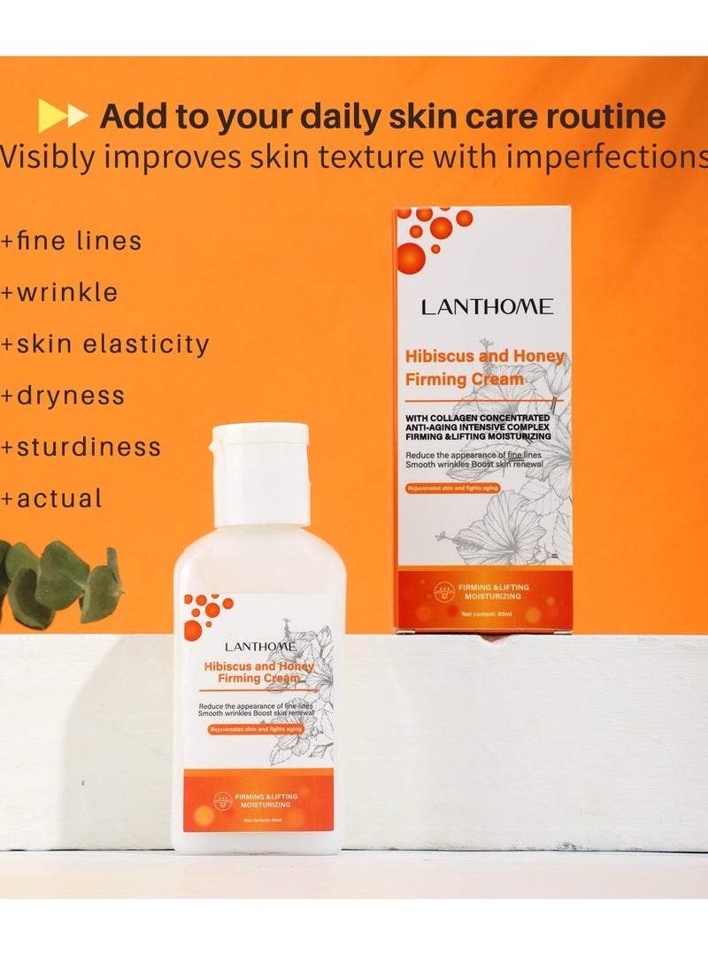 Lanthome 60ml Hibiscus and Honey Firming Cream Neck Firming Cream Skin Tightening Cream Skin Firming Lotion with Collagen and Hyaluronic Acid Reduces the Look of Neck Lines Tightens Firming and Smooths  - Image 2
