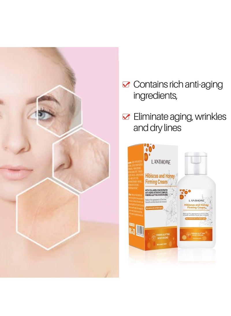Lanthome 60ml Hibiscus and Honey Firming Cream Neck Firming Cream Skin Tightening Cream Skin Firming Lotion with Collagen and Hyaluronic Acid Reduces the Look of Neck Lines Tightens Firming and Smooths  - Image 5
