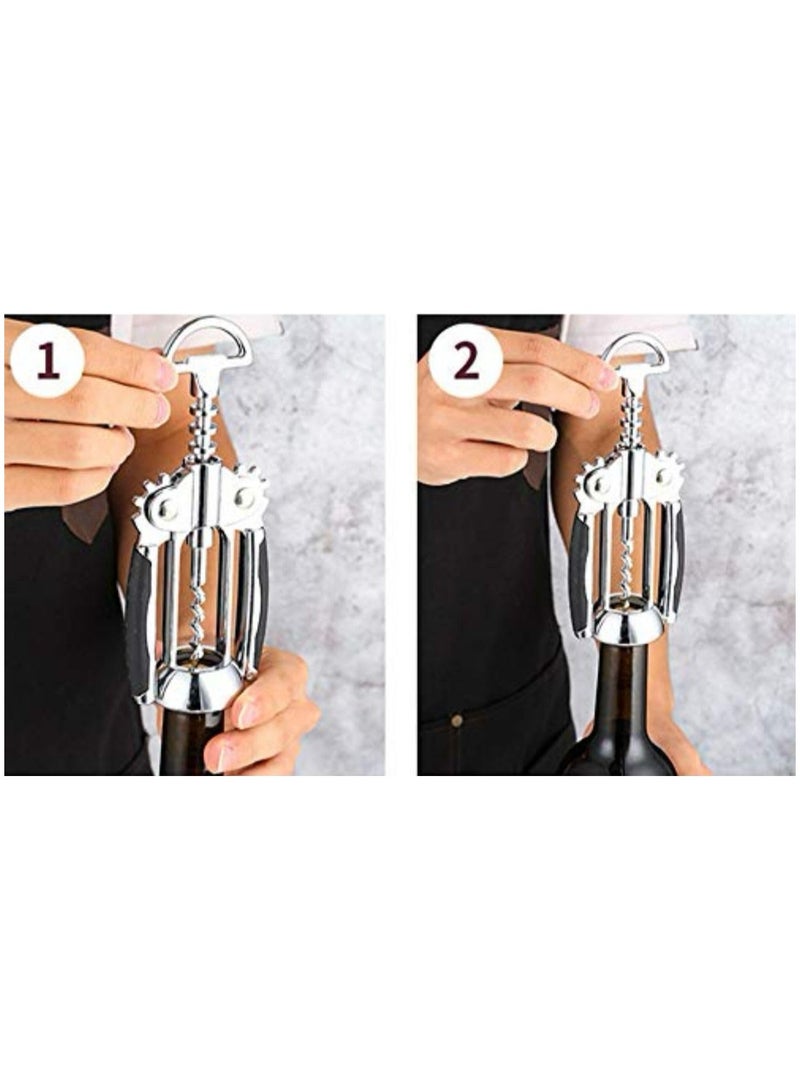Professional Bottle Opener - Winged Design and Spiral Screw for Easier and Faster Opening, Stainless Steel - Image 4