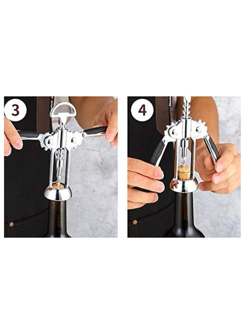 Professional Bottle Opener - Winged Design and Spiral Screw for Easier and Faster Opening, Stainless Steel - Image 5