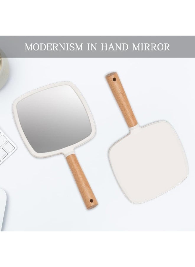 Hand Mirror，Travel Makeup Mirror，Portable Lovely Wooden Vanity Mirror with Handle to Hang(Square) - Image 5