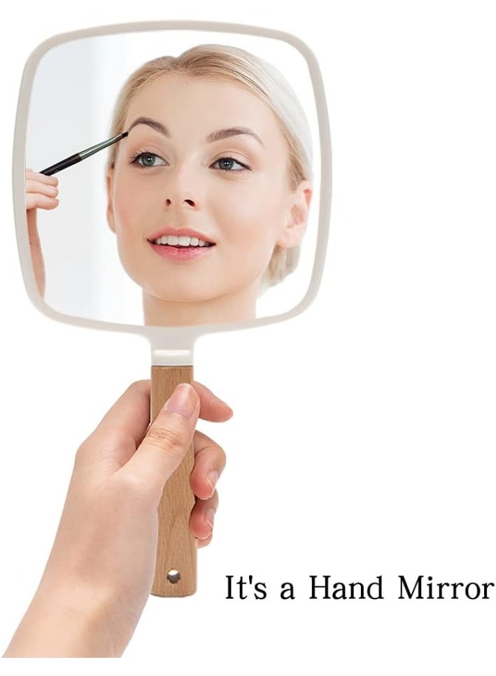 Hand Mirror，Travel Makeup Mirror，Portable Lovely Wooden Vanity Mirror with Handle to Hang(Square) - Image 2