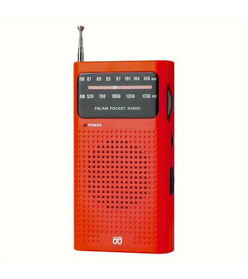 Red Battery Operated AM FM Radio High Volume Speaker Headphone Jack - Image 1