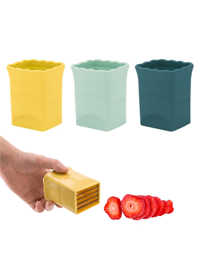 KASTWAVE 3PCS Strawberry Slicer - Cup Slicer - Cup Fruit Slicer - Cup Slicer Handheld - 2024 New Mini Fruit Slicer Cup - Stainless Steel Strawberry Slicer  - Image 1