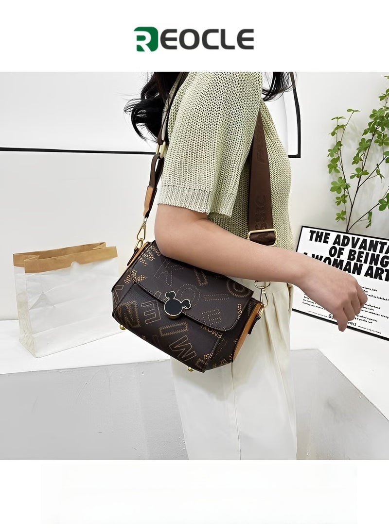REOCLE Women's Crossbody Bag Small Messenger Bag Vintage Shoulder Bag Vintage Satchel Purse with Adjustable Wide Strap  - Image 1