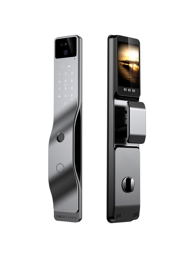 Smart Door Lock with 3D Face ID Fingerprint Keypad IC Card Key Tuya App Voice Control Easy DIY Install for Right & Left Doors Aluminum Alloy Lock Size 6068 for Homes and Offices - Image 1