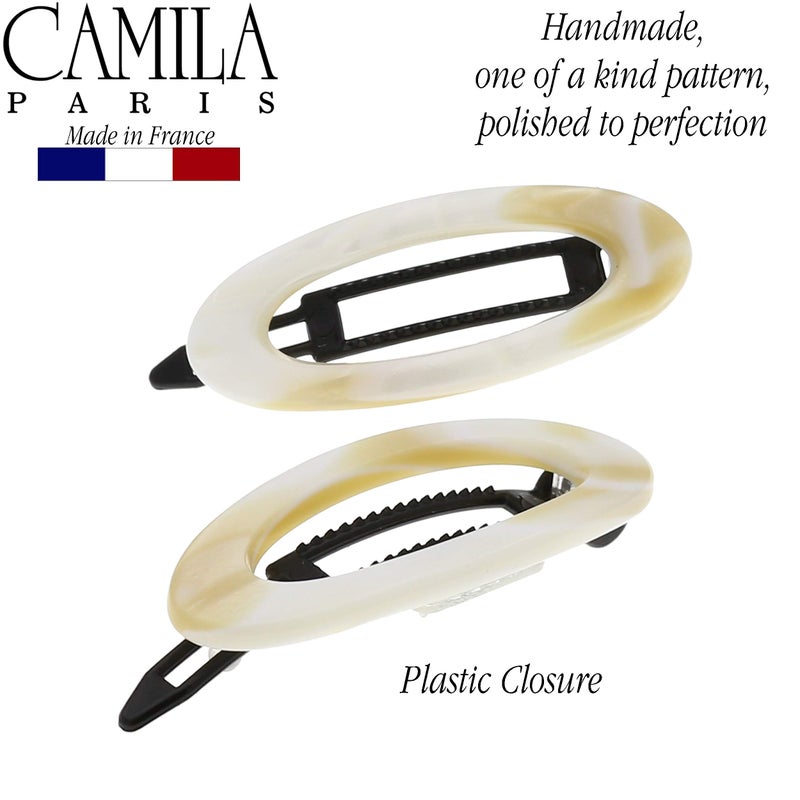 Camila Paris CP1994/2 French Hair Barrette Clip for Women, Handmade, Side Slide-in Metal-Free Closure Strong Hold Grip Hair Clips for Girls, No Slip Durable Styling Hair Accessories, Made in France - Image 2