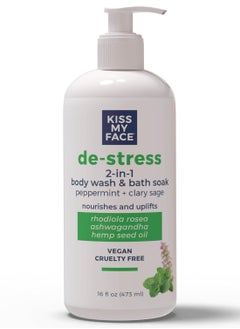 Kiss My Face De-Stress 2-in-1 Body Wash & Bath Soak - Peppermint + Clary Sage - Botanical Blend - Vegan and Cruelty Free - With added Rhodiola Rosea, Hemp Seed Oil, and Ashwagandha - 16 fl oz Bottle - pzsku/Z1916AFCE55CC15BC5CF7Z/45/_/1740367360/9c47e972-b7f5-4393-8a6e-5b41019ff9ac