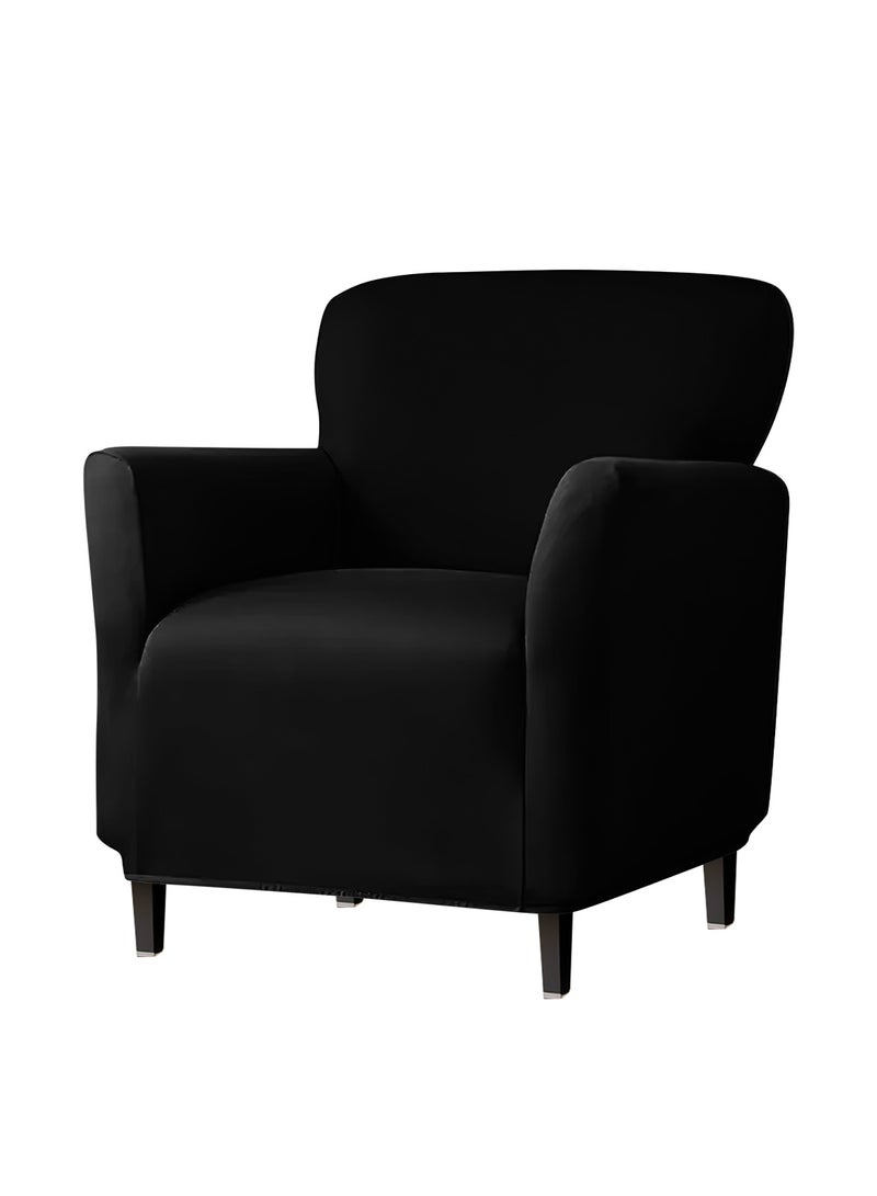 DUNISO غطاء أريكة بذراع واحد، غطاء كرسي بلون موحد للمناسبات، غطاء كرسي مقاوم للماء، مضاد للانزلاق، صديق للحيوانات الأليفة، واقي للأثاث، أسود - Image 4