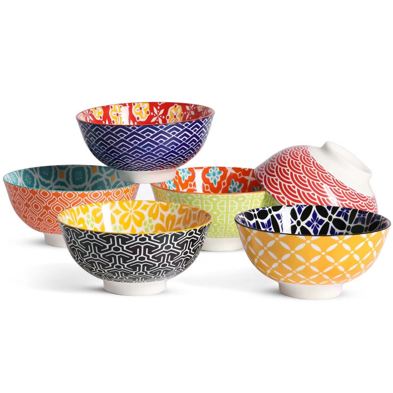Metahom Dessert Bowls, Small Colorful Bowls 10 Oz, Ceramic Bowl Set for Ice Cream, Decorative Bowls for Snack Soup Condiments, Side Dishes, Set of 6 - Image 1