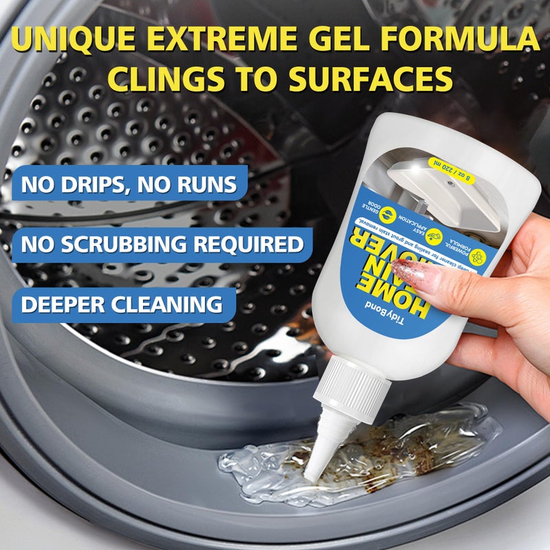 Home Stain Remover Gel, Heavy Duty Stain Cleaner, Deep Clean for Front Loader Washing Machine Seal, Refrigerator Strips, Rubber Gasket, Bathroom Grout, Tile, Shower, Caulk - 8 fl oz - Image 4