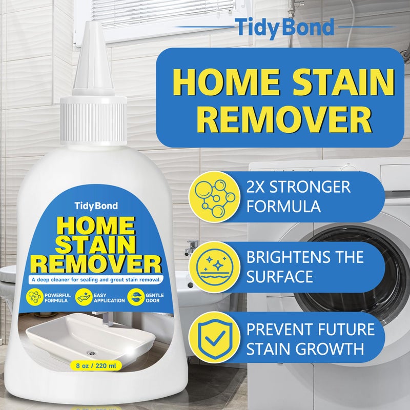 Home Stain Remover Gel, Heavy Duty Stain Cleaner, Deep Clean for Front Loader Washing Machine Seal, Refrigerator Strips, Rubber Gasket, Bathroom Grout, Tile, Shower, Caulk - 8 fl oz - Image 2