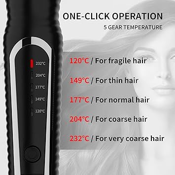 K&K Curling Iron with Clamp Ceramic Coating 32MM Long Barrel Adjustable Temp LED Display for Long Hair Instant Heat up to 232C Professional Curling Wand Dual Voltage - Image 2