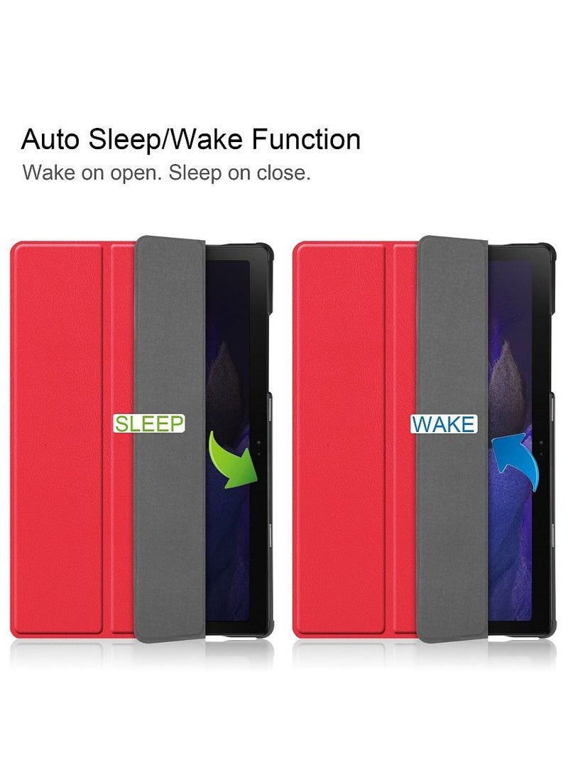 Smart Case for Samsung Galaxy Tab A8 10.5" (2022), Ultra-Slim Trifold Stand Hard Back Cover with Auto Sleep/Wake - Red - Image 2
