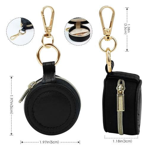 AUUTI Portable Ring Keychain Holder for Gym and Travel - Black Jewelry Holder for Sports Bag, Compact Ring Earring Necklace Storage Case - Image 2