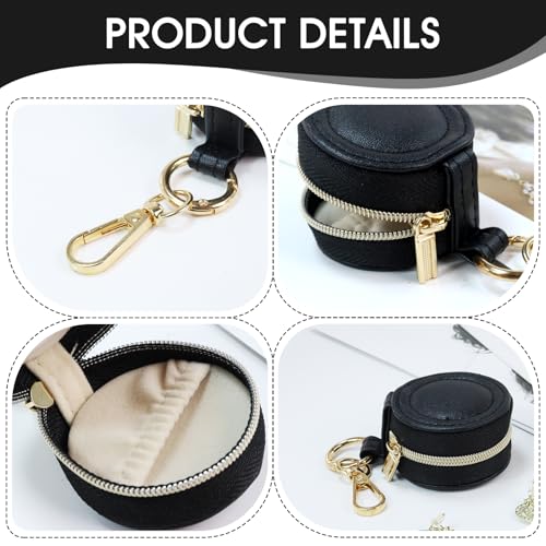 AUUTI Portable Ring Keychain Holder for Gym and Travel - Black Jewelry Holder for Sports Bag, Compact Ring Earring Necklace Storage Case - Image 4