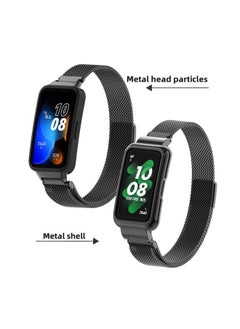 For HuaweiBracelet 10 Strap For HuaweiBand987 Glory Bracelet Universal Wristband Milanese Strap-Color:2# Milan Black-Specifications:Applicable To For HuaweiBand 10/9/8 Generation (with Metal Head)