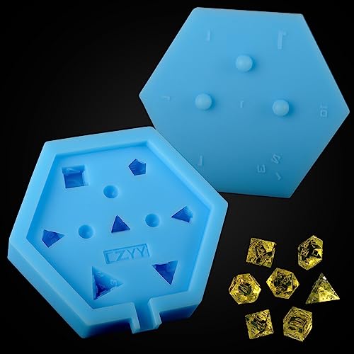 CZYY DND Dice Mold Silicone 7 Standard Polyhedral Sharp Edge Dice Slab Mould for D&D, Tabletop RPG - Image 1