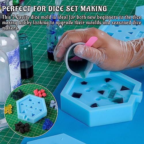 CZYY DND Dice Mold Silicone 7 Standard Polyhedral Sharp Edge Dice Slab Mould for D&D, Tabletop RPG - Image 2