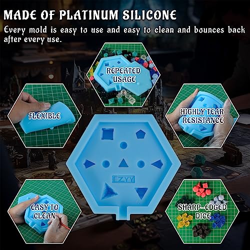 CZYY DND Dice Mold Silicone 7 Standard Polyhedral Sharp Edge Dice Slab Mould for D&D, Tabletop RPG - Image 3