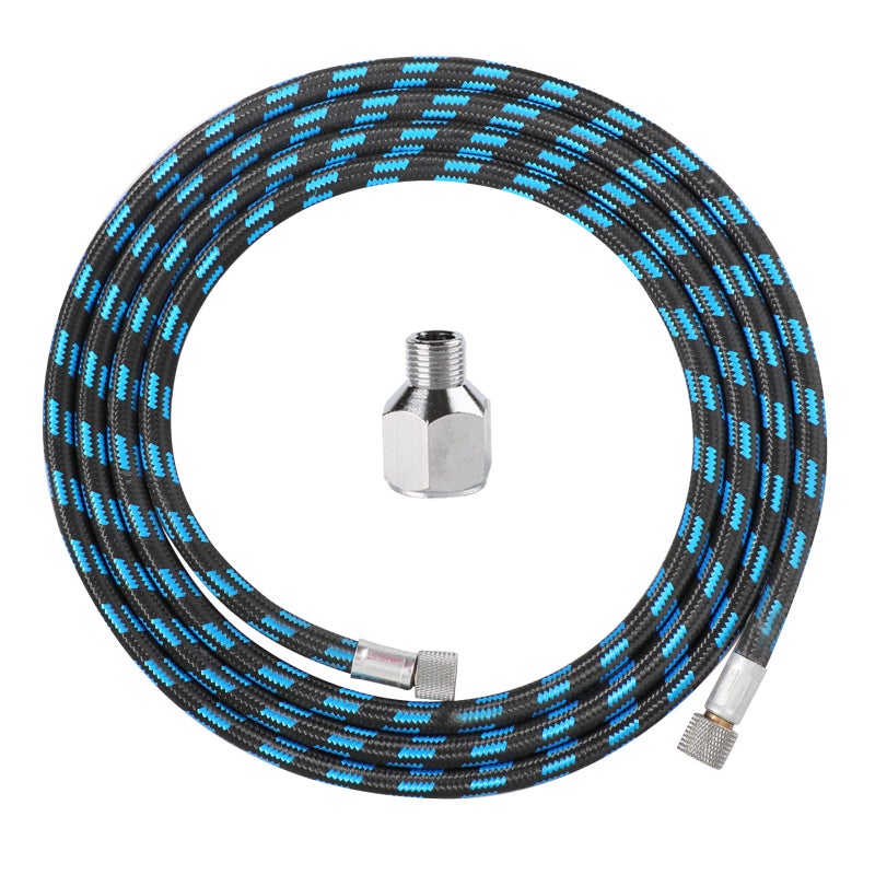 SAGUD Airbrush Hose 6 Foot Nylon Braided Air Hose with 1/8â€ Size On Both End and Adapter 1/8â€ male - 1/4â€ female for Most Airbrush Kit - Image 1