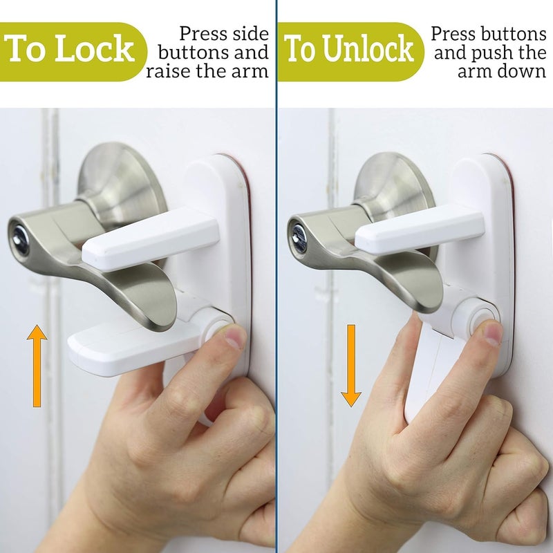 Wappa Baby Door Lever Lock (2 Pack) – Prevents Toddlers from Opening Doors – Easy One-Hand Operation for Adults – Durable ABS with 3M Adhesive Backing – No Tools Needed for Install - Image 2