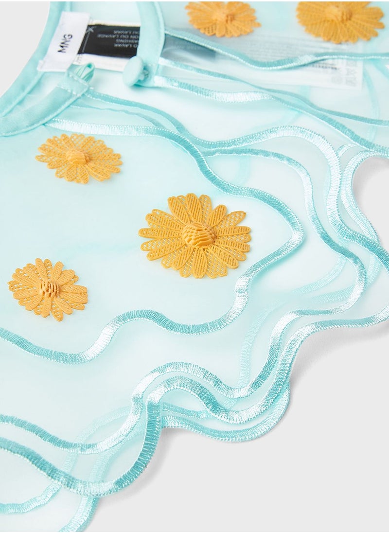 MANGO Floral Applique Organza Collar Light  - Image 4
