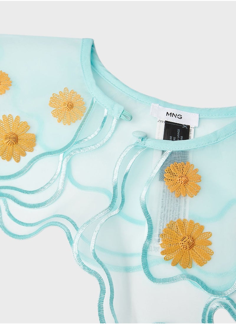 MANGO Floral Applique Organza Collar Light  - Image 3