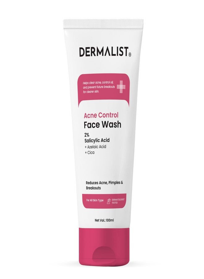 Dermalist Acne Control Face Wash 2% Salicylic Acid for Oily & Acne-Prone Skin | Controls Oil, Prevents Acne & Fades Acne Marks | With Niacinamide | Soap-Free, Sulphate-Free Cleanser | Men & Women (Pack of 1) - Image 1