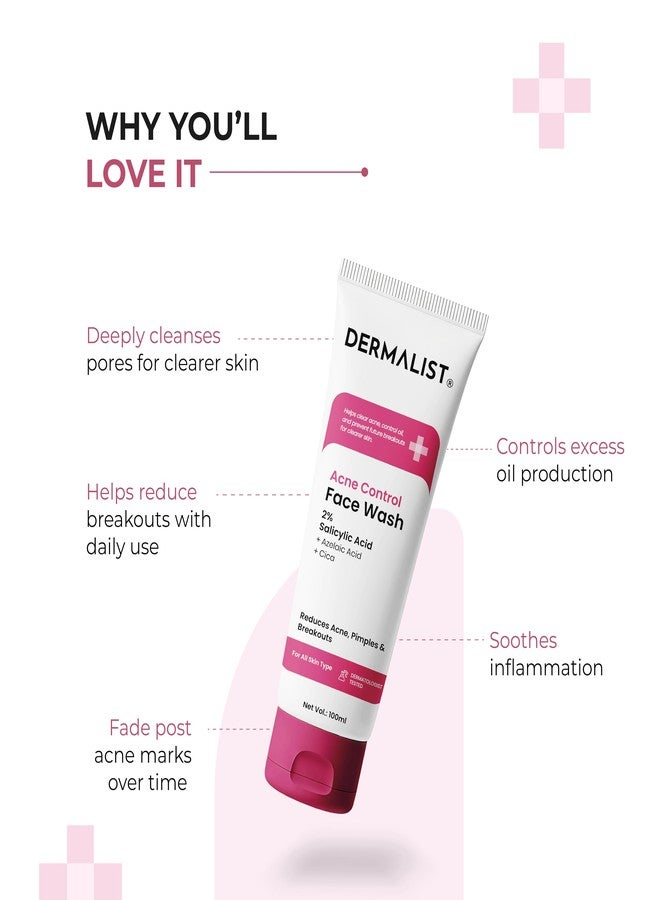 Dermalist Acne Control Face Wash 2% Salicylic Acid for Oily & Acne-Prone Skin | Controls Oil, Prevents Acne & Fades Acne Marks | With Niacinamide | Soap-Free, Sulphate-Free Cleanser | Men & Women (Pack of 1) - Image 5