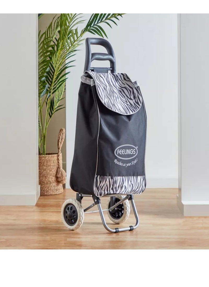 Feelings FEELINGS Folding Essential Shopping Trolley- WHEELS BLACK LEOPARD  - Image 1