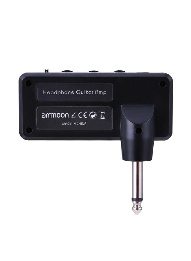ammoon Electric Guitar Headphone Amplifier Amp 1/4 Inch Plug 3.5mm Headphone Jack & Aux In with Classic Rock Distortion Effect Built-in Rechargeable Battery