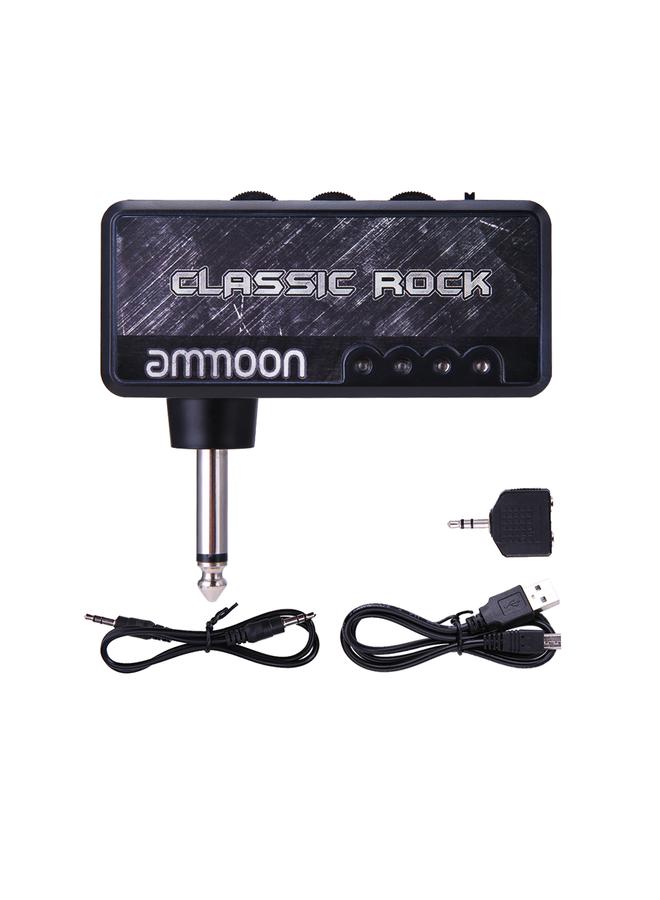 ammoon Electric Guitar Headphone Amplifier Amp 1/4 Inch Plug 3.5mm Headphone Jack & Aux In with Classic Rock Distortion Effect Built-in Rechargeable Battery