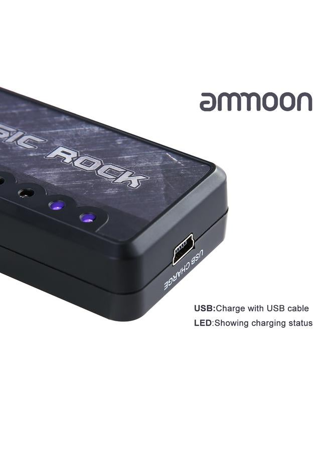 ammoon Electric Guitar Headphone Amplifier Amp 1/4 Inch Plug 3.5mm Headphone Jack & Aux In with Classic Rock Distortion Effect Built-in Rechargeable Battery
