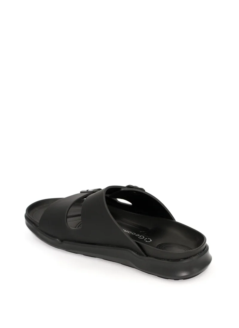 جيومني صندل عربي تقليدي للرجال - تصميم مريح من الجلد سهل الارتداء - مثالي للارتداء اليومي والمناسبات - أسود