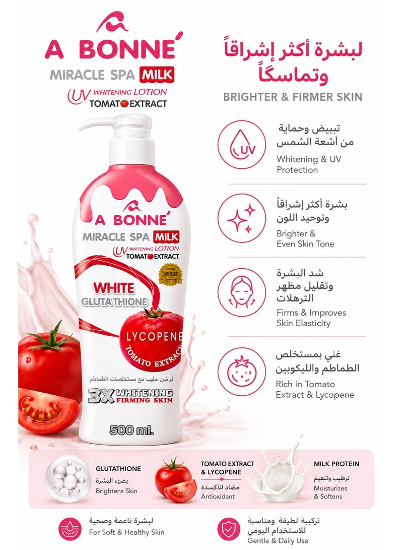 A Bonne Miracle Spa Milk UV Whitening Lotion with Tomato Extract & Lycopene, 500ml - Image 2