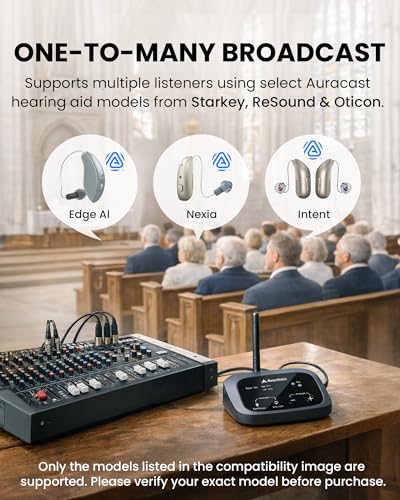 Avantree Oasis Aura – Auracast Hearing Aids Transmitter for Assistive Listening, One-to-Many Broadcast for Churches, Public Venues or TV with Optical or AUX Input - Image 3