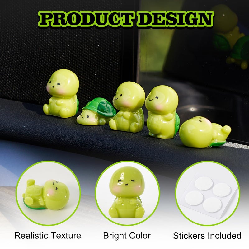Rislobx 5PCS Tortoise Car Dashboard Decorations, Mini Turtle Cute Car Decor Screen Door Rear View Mirror Ornament Interior Accessories - Image 4