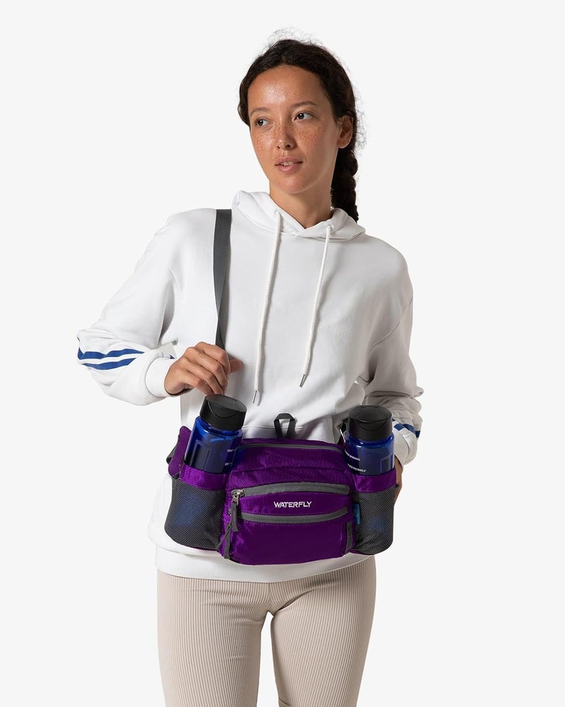 WATERFLY Fanny Pack Waist Bag: Waist Pack for Women Men with Two Water Bottle Holder Hiking Fanny Pack for Running Walking DogWalking Travel Cycling - Image 2