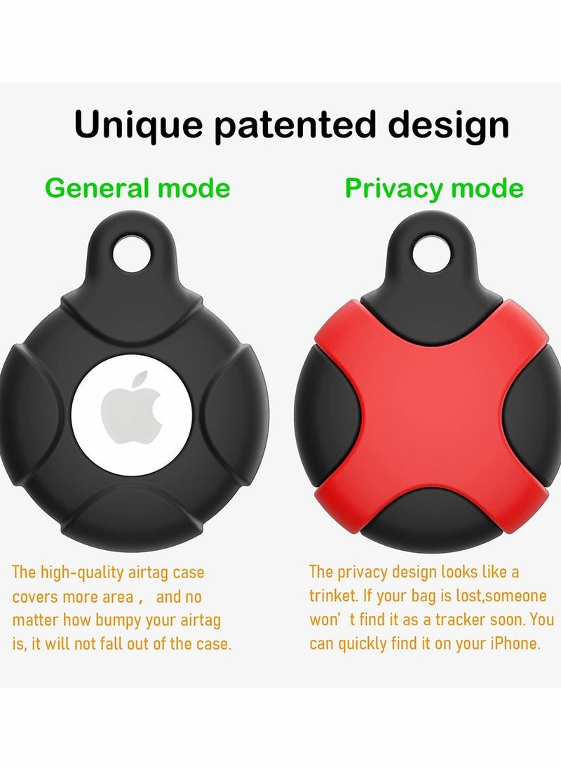 Generic - 2 Pack Case for Apple AirTag with Keychain Ring Silicone Waterproof Anti Scratch Protective Tracker Cover Compatible AirTags Pets Keys Luggage Backpacks Black - Image 1