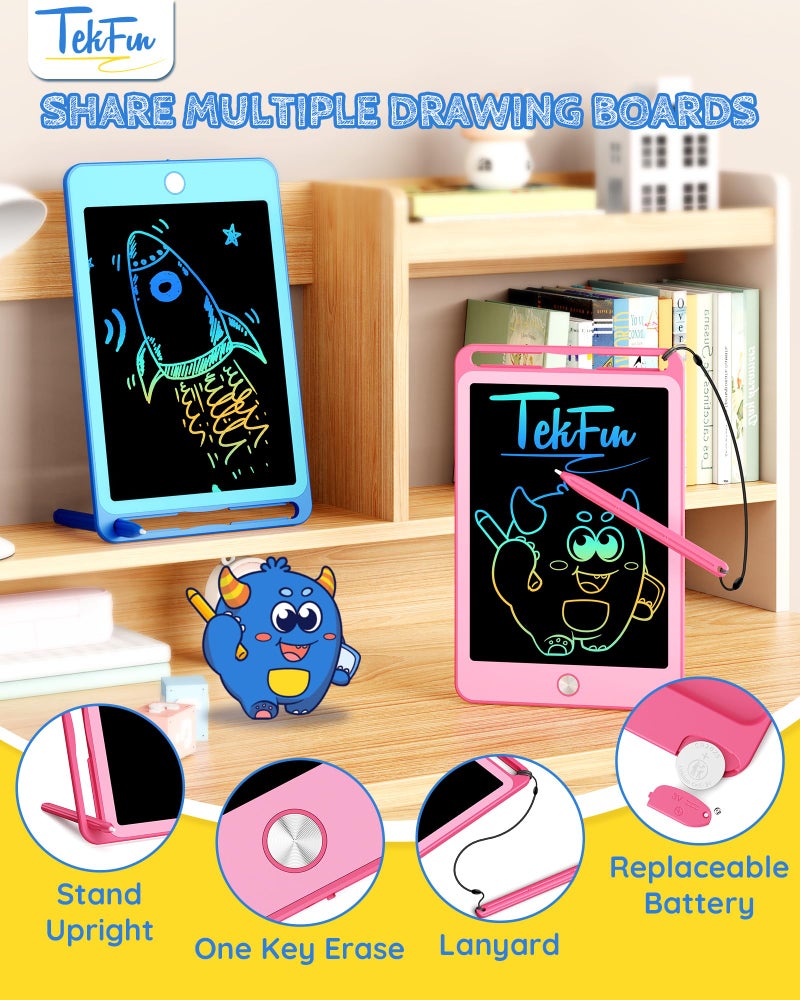 TEKFUN 2 Pack LCD Writing Tablet for Kids, 8.5 Inch Blue+Pink Doodle Board Drawing Board Drawing Tablet with Lanyard, Educational Kids Easter Christmas Toys Birthday Gift for Boys Girls 3-12 Years Old - Image 3