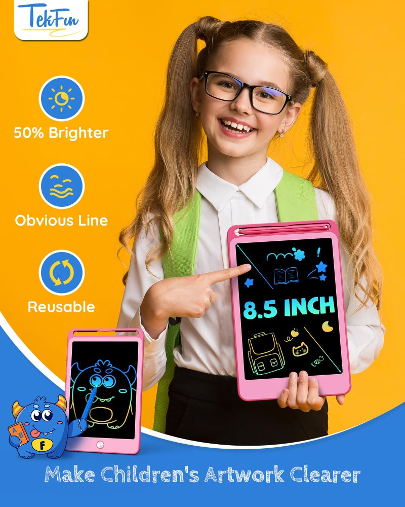 TEKFUN 2 Pack LCD Writing Tablet for Kids, 8.5 Inch Blue+Pink Doodle Board Drawing Board Drawing Tablet with Lanyard, Educational Kids Easter Christmas Toys Birthday Gift for Boys Girls 3-12 Years Old - Image 4