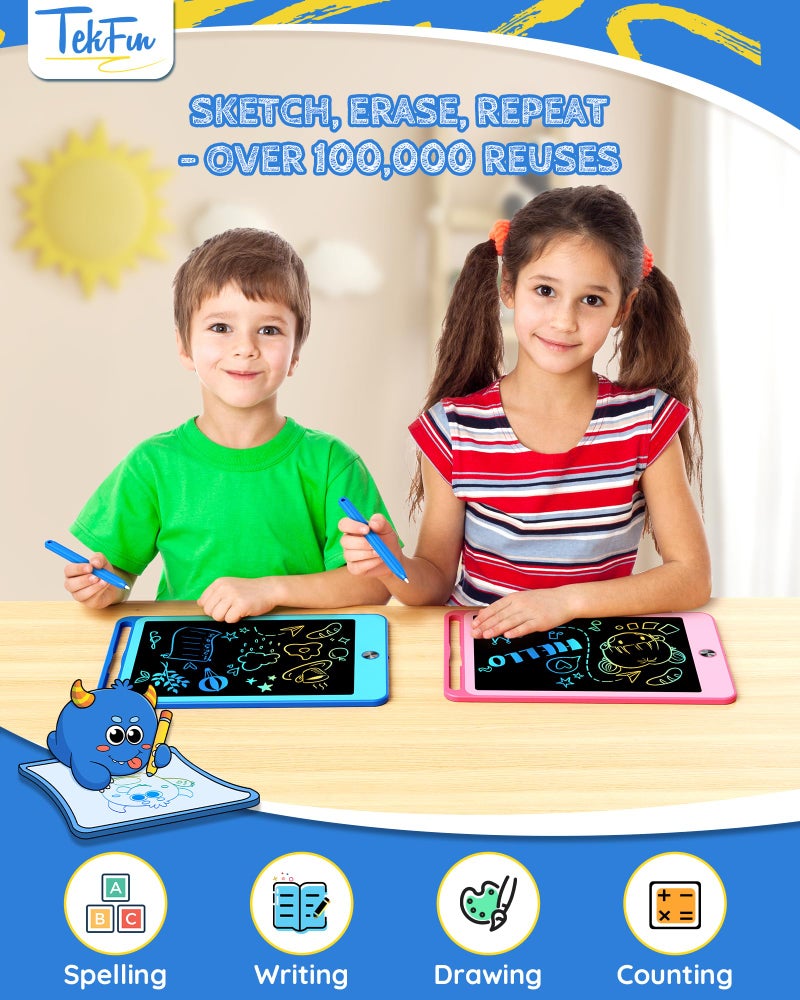 TEKFUN 2 Pack LCD Writing Tablet for Kids, 8.5 Inch Blue+Pink Doodle Board Drawing Board Drawing Tablet with Lanyard, Educational Kids Easter Christmas Toys Birthday Gift for Boys Girls 3-12 Years Old - Image 2