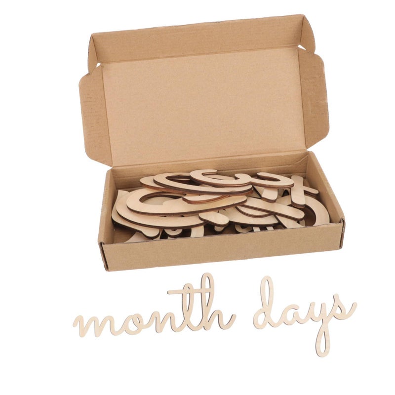 Natural Wooden 14 Piece Decoration Set For Monthly Moments Photography And Keepsake Odor Free - Image 2