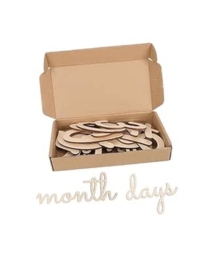 Natural Wooden 14 Piece Decoration Set For Monthly Moments Photography And Keepsake Odor Free - Image 1